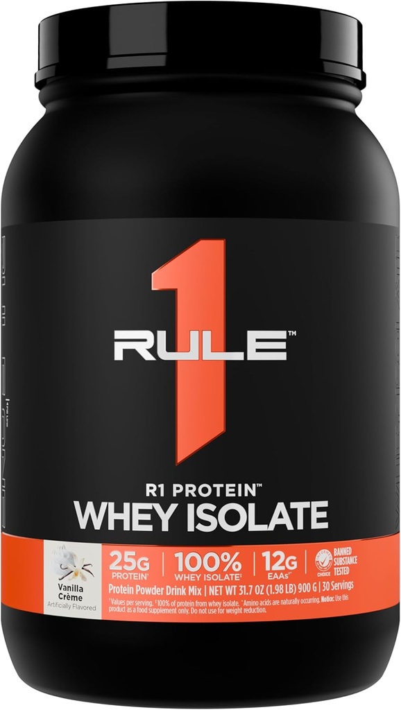 Άρθρο 1 R1 Πρωτεΐνη Whey Isolate - με 25g πρωτεΐνη & 6g BCAA Αποκλειστικά από Απομονωμένες & Υδρολυμένες Πηγές για την αποκατάσταση προπόνησης (2 Λίρες*, Vanilla Créme)