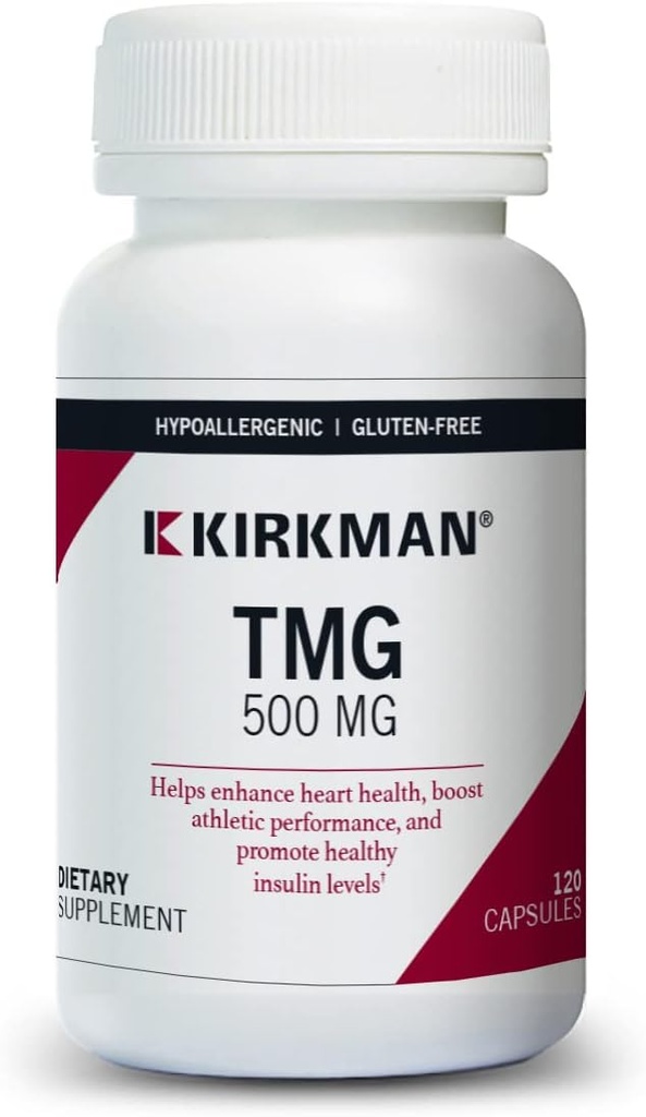 Kirkman TMG 500 mg - Hypoallergenic -120 Κάψουλες χορτοφάγων - Trimethylglycine - Χωρίς γλουτένη - Χωρίς καζεΐνη