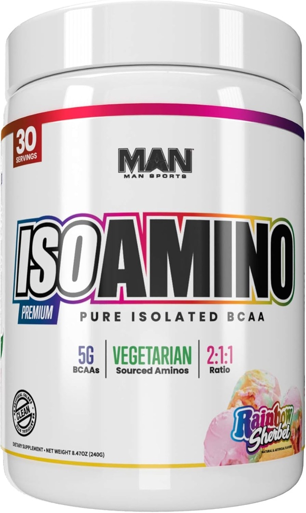 MAN Sports Iso-Amino Bcaa σκόνη, ουράνιο τόξο Sherbet, 255 γραμμάρια