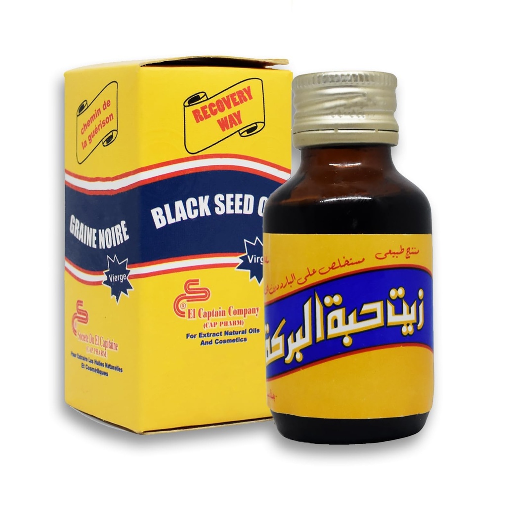 bonballoon El Captain Black Oil Pure Cold Pressed ElCaptain Al Captain Pure Natural Raw Nigella Egypt Egypt Egypt Egyptian Herbal Herbal Herbs Hanal (2.11 oz / 60 ml) اللرييي 