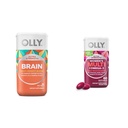OLLY Ultra Strength Brain Softgels, Nootropic, Υποστηρίζει υγιή εγκεφαλική λειτουργία, μνήμη, Focus & Ultra Women's Multi Softgels, συνολική υγεία και ανοσοποιητική υποστήριξη, Omega-3s, σίδηρος, βιταμίνες A, D