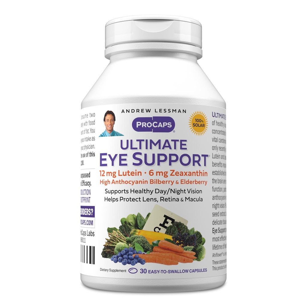 ANDREW LESSMAN Ultimate Eye Support 30 Softgels - 12mg Lutein, 6mg Zeaxanthin, Bilberry, Βασικά θρεπτικά συστατικά για την υποστήριξη της υγείας των ματιών και την προώθηση της υγιούς όρασης. Χωρίς Πρόσθετα. Εύκολο να καταπιείτε Softgels