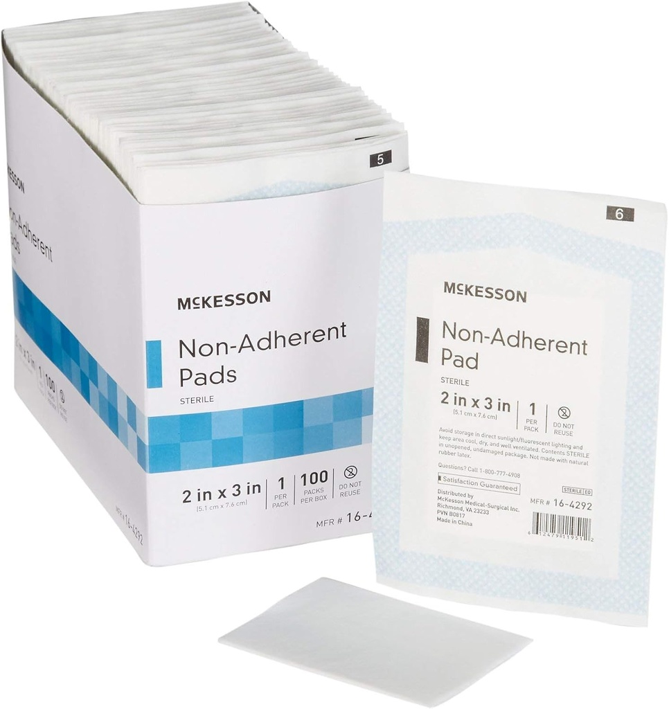 McKesson Non-Adherent Dressing Pads, Sterile, Nylon/Polyester, 2 in x 3 in, 100 Count, 1 Pack