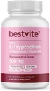 BESTVITE L-Tryptophan 500mg με B3 & B6 (120 κάψουλες χορτοφάγων) – Χωρίς πληρώματα – Χωρίς στέαρ