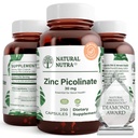 Φυσικός ψευδάργυρος Nutra Picolinate 30 mg, Διπλή Δύναμη, Ακατέργαστη και Καθαρή, Εξαιρετικά Βιοδιαθέσιμη Συμπλήρωμα για την Ανάπτυξη και την Ανοσολογική Υποστήριξη, Βοηθά στο Μεταβολικό Σύστημα Υποστήριξης, Μειώστε το Κοινό Κρύο 250 Καψάκιο