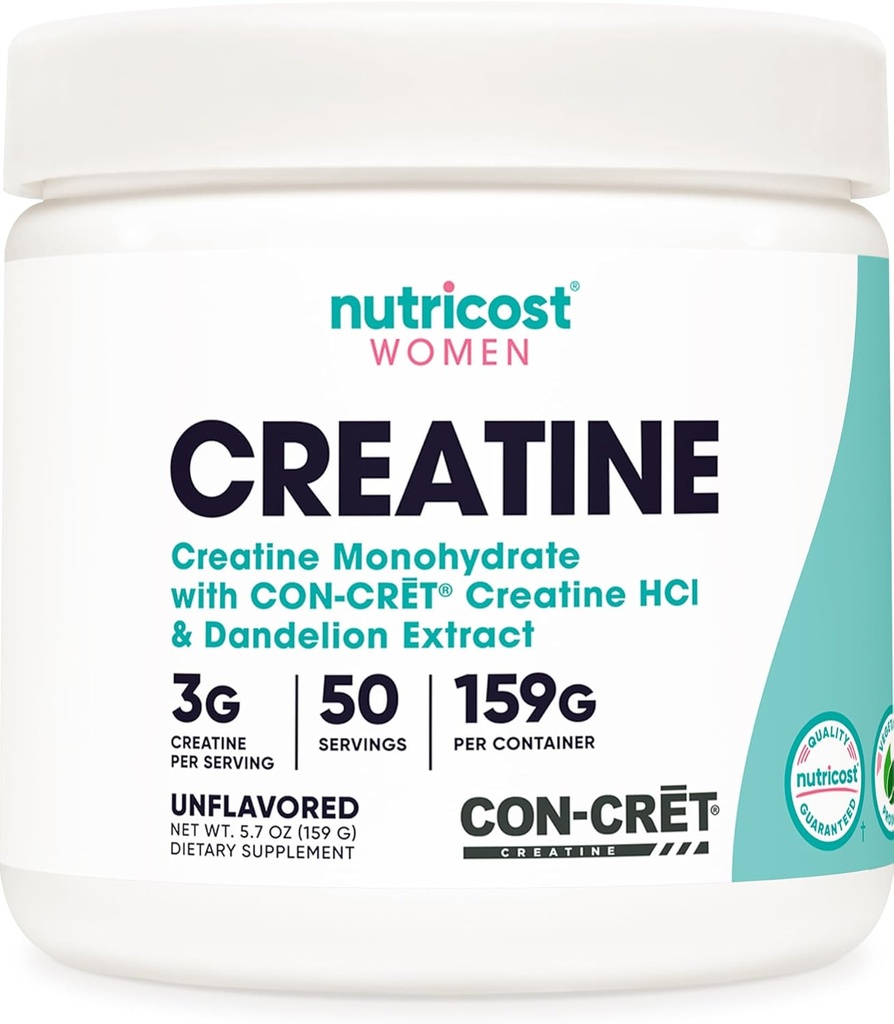 Nutricost Creatine Monohydrate Κόνις για γυναίκες, Μικρονωμένα, Άγευστα, 50 Μερίδες - Χορτοφαγικά, Μη ΓΤΟ, Χωρίς Γλουτένη