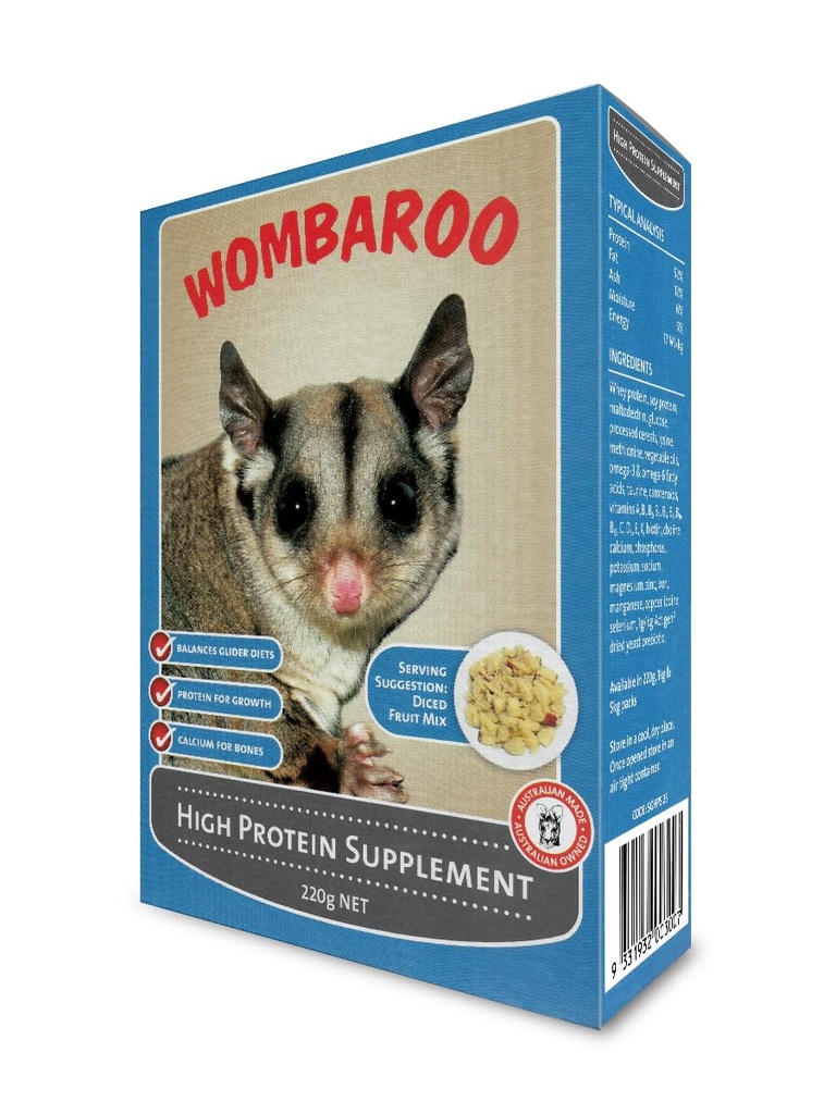 Wombaroo High Protein Supplement for Sugar Gliders and Flying Squirrels, Instant HPW - 7.7 Ουγγιά (220 γραμμάρια)