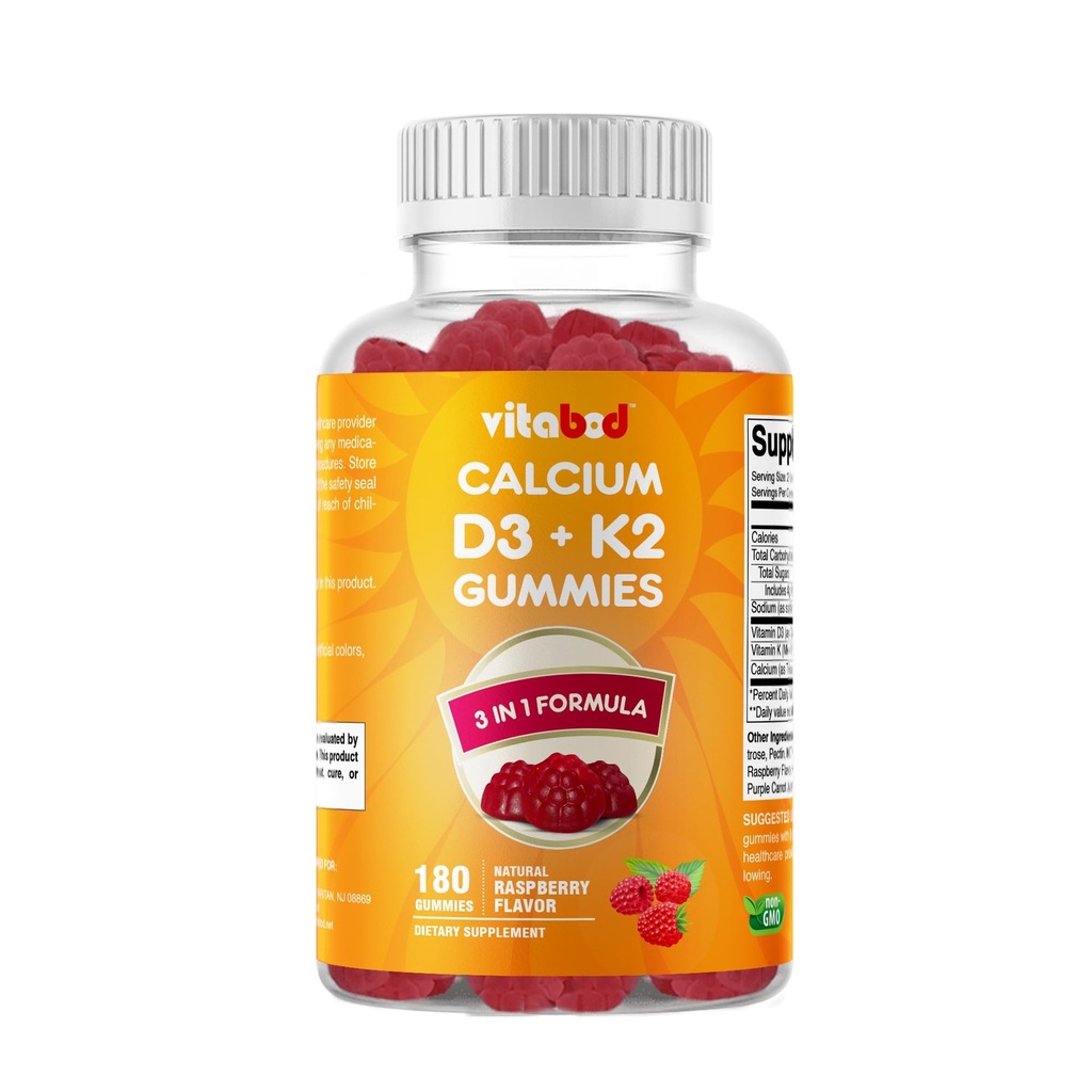 Βιταμίνη D3 + K2 Gummies – Υποστήριξη για την υγεία των οστών και της καρδιάς – 180 Pectin-based Vegan Gummies