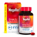 Megared Omega-3 Fish Oil + Λάδι κριλ υψηλής απορρόφησης 500mg Softgels, MegaRed Advanced 4in1 (80 μετρούν σε ένα μπουκάλι) Συμπυκνωμένο Omega-3 Fish & Krill Oil Συμπλήρωμα