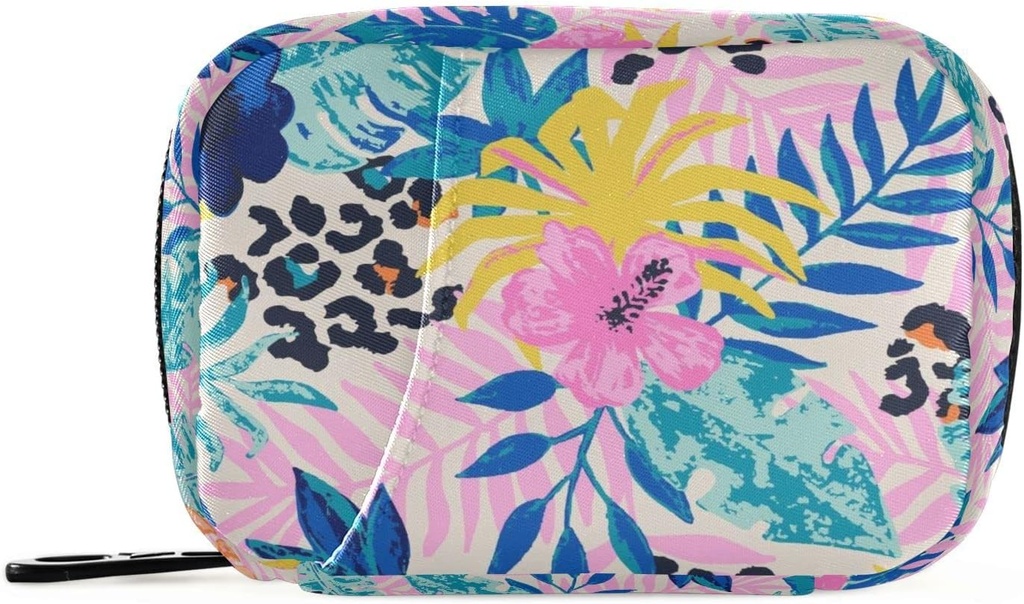 Pill Organizer Leopard Spots Palm Leaves Pill Box 7 Day Pill Τσάντα Travel Pill Τσάντα Organizer με Zipper Φορητή Εβδομαδιαία περίπτωση Συμπαγές μέγεθος για τον κάτοχο συμπλήρωμα βιταμίνης