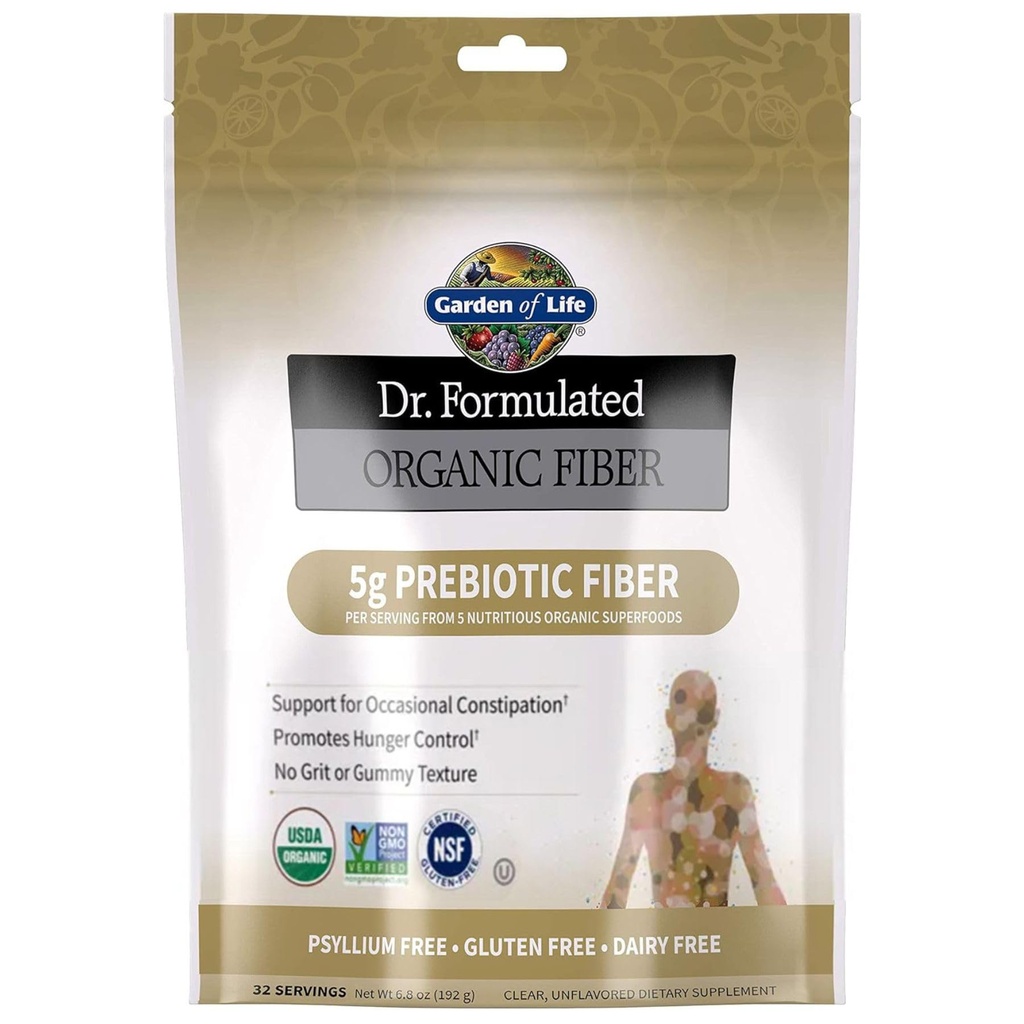 Κήπος Ζωής Dr Formulated Βιολογικές Ίνες συμπλήρωμα σκόνης Άγευστη, Χωρίς ζάχαρη, Psyllium Δωρεάν Προβιοτικά Superfoods, δυσκοιλιότητα ανακούφιση και τον έλεγχο πείνας για άνδρες και γυναίκες, 32 Υπηρεσίες