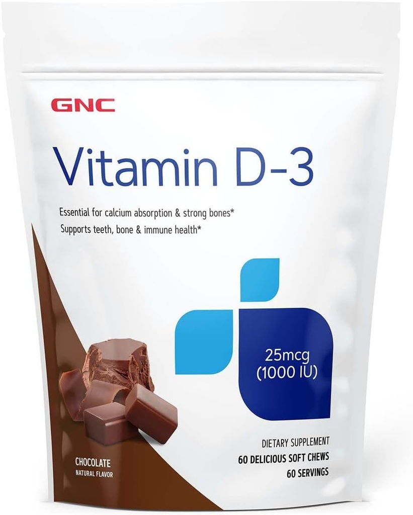 GNC Βιταμίνη D-3 Μαλακά μάσημα 1000IU - Σοκολάτα 