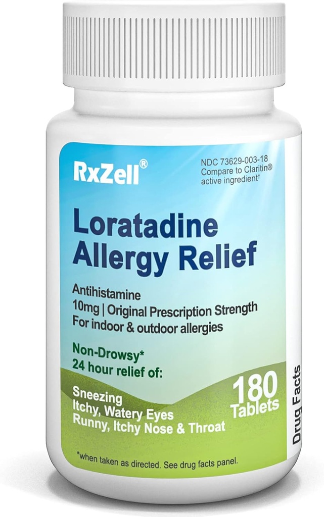 Allergy Relief, Loratadine 10mg, 180 Tablets – 24 Hour Non-Drowsy Antihistamine Allergy Medicine