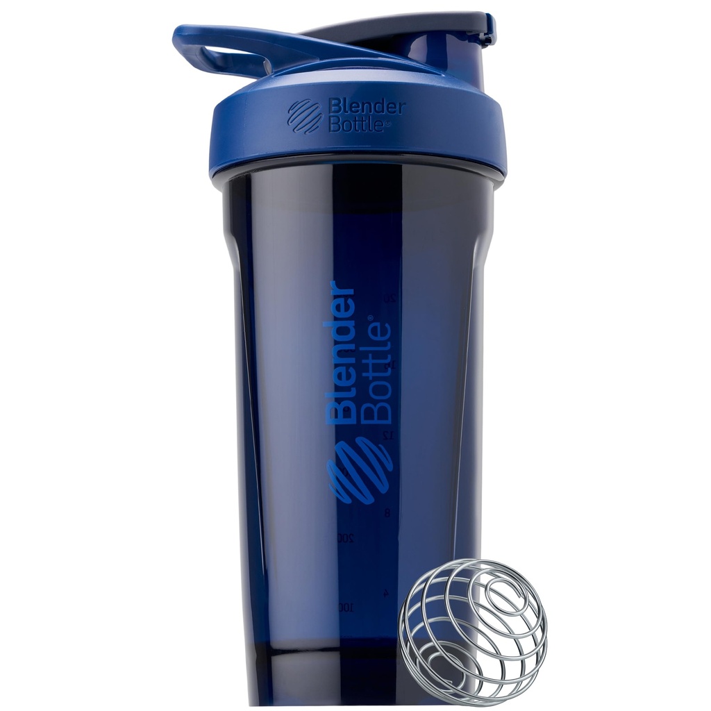 BlenderBottle Sport Tritan Shaker Bottle with Wire Whisk, Protein Shakes & Hydration for Athletes & Fitness Enthusiasts, Easy Mixing, Durable & Lightweight, Lockable Lid, 28-Ounce, Blue