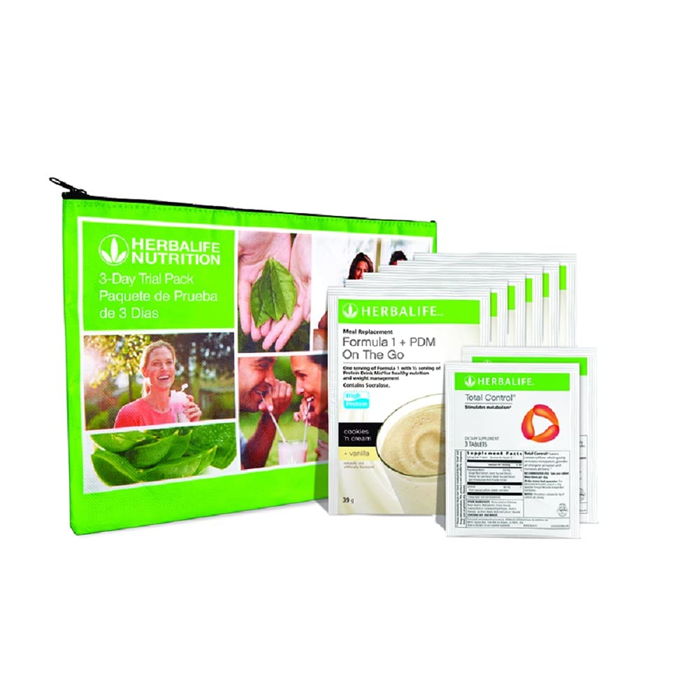 Herbalife HERBALIFE Trial Pack: Formula 1+PDM On The Go Protein for Energy and Nutrition, Sustain Satisfy Hunger, Excellent Source of Fiber, Increases Alertness with Total Control, Pack of 8