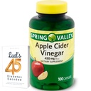 Apple Cider Vinegar 450mg. Spring Valley Apple Cider Vinegar Caps 450 mg 100 Count, Non-GMO, Gluten Free Supplement Bundle with Luall's 45 Diabetes Decoded