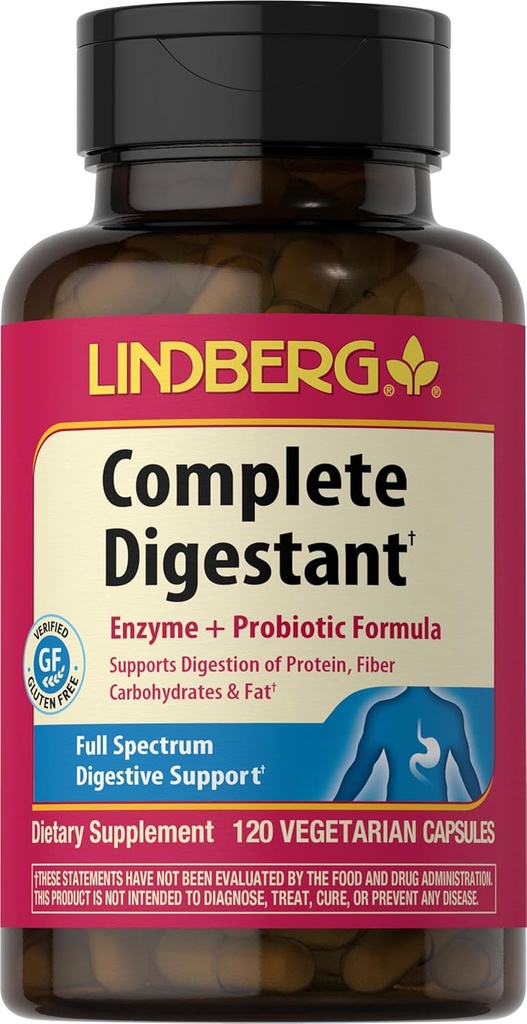 Lindberg Complete Digestant Multi-Enzyme Formula with Pancreatin and Betain Hydrochloride, 120 Κάψουλες