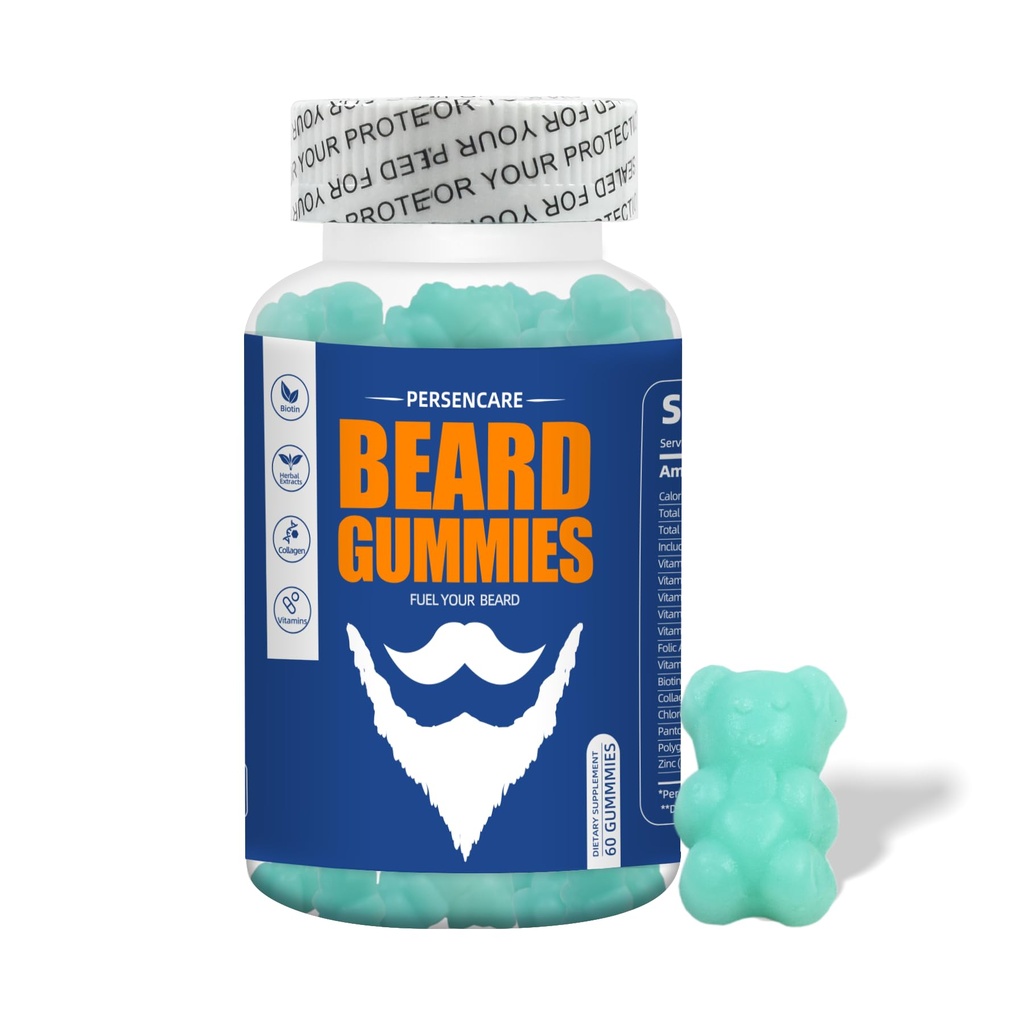 Big Beard Growth Gummy for Men, 60 Blueberry Flavored Gummies, με 10K MCG Biotin B12 Collagen και Elite Beard Hair Grooming Nutrients & Vitamins, Grow Stronger, Longer, Thicker & Fuller Beard
