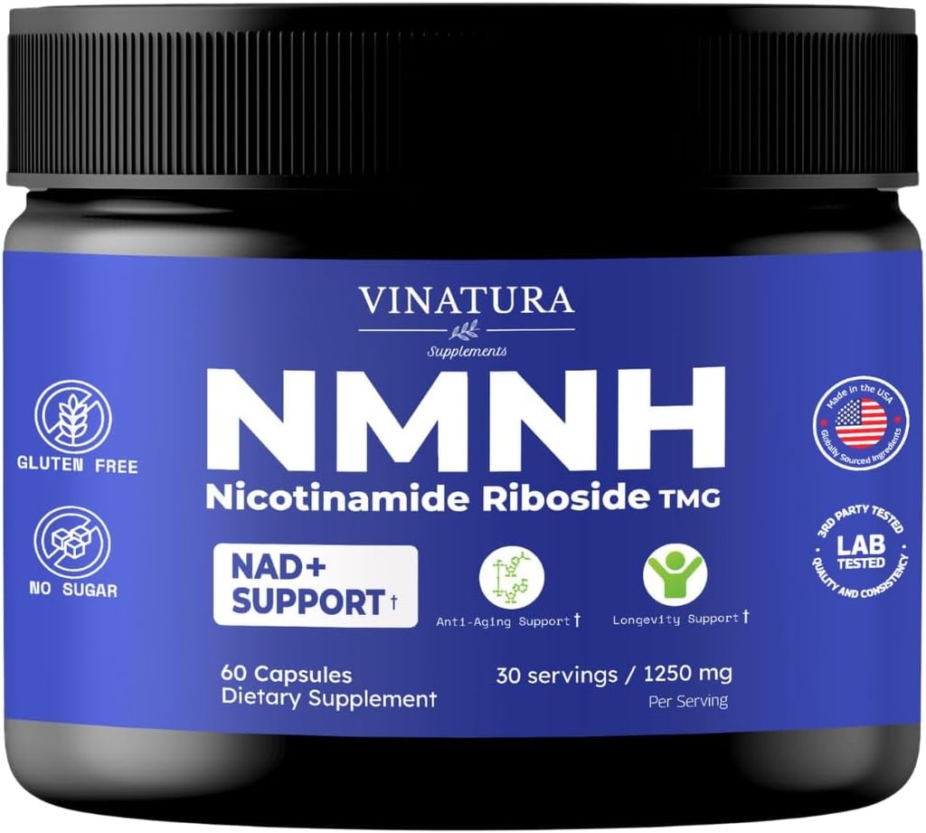 VINATURA NMNH (NMN συμπλήρωμα εναλλακτικής) Νικοτιναμίδη Ριμποζίδη & TMG - NAD συμπλήρωμα για την καταπολέμηση της γήρανσης - 60 κάψουλες