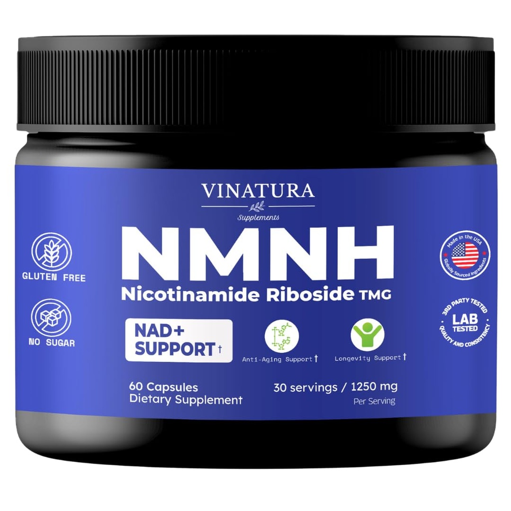 VINATURA NMNH (NMN Supplement Alternative) Nicotinamide Riboside & TMG - NAD Supplement for Anti-Aging - 60 Capsules