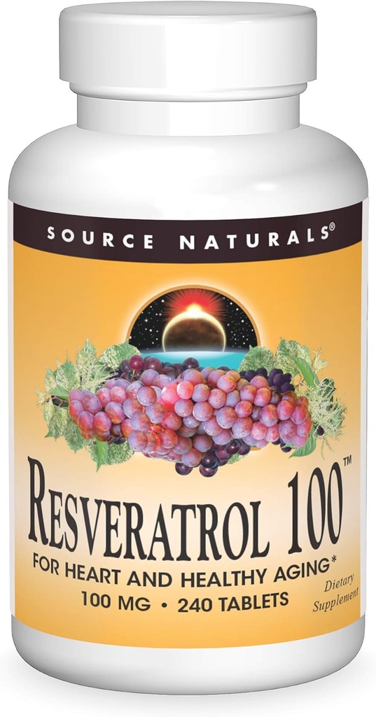 Πηγή Naturals Resveratrol 100, για την καρδιά και υγιή γήρανση * - 100mg 240 δισκία