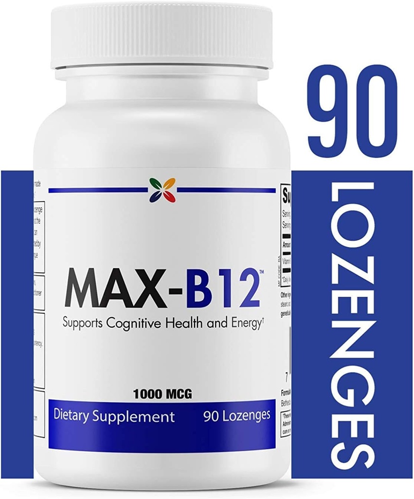 Σταματήστε τη γήρανση τώρα - MAX-B12 Lozenges 1000 MCG - Βιταμίνη B12 1000mcg - Ανοσολογική υποστήριξη, φυσική ενέργεια και το μυαλό συμπλήρωμα υποστήριξης - Υποστηρίζει τον κανονισμό ανακούφισης από το στρες - Φυσική βοήθεια ύπνου - 90 Lozenges