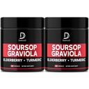 Καψάκια Graviola Soursop - 2 συσκευασίες 50 κάψουλες για 100 ημέρες προσφοράς - 11in1 Extract with Elderberry, Turmeric, Ginger, Milk Thittle, Cranberry & More - Υποστήριξη Mood, Immune & Body Health