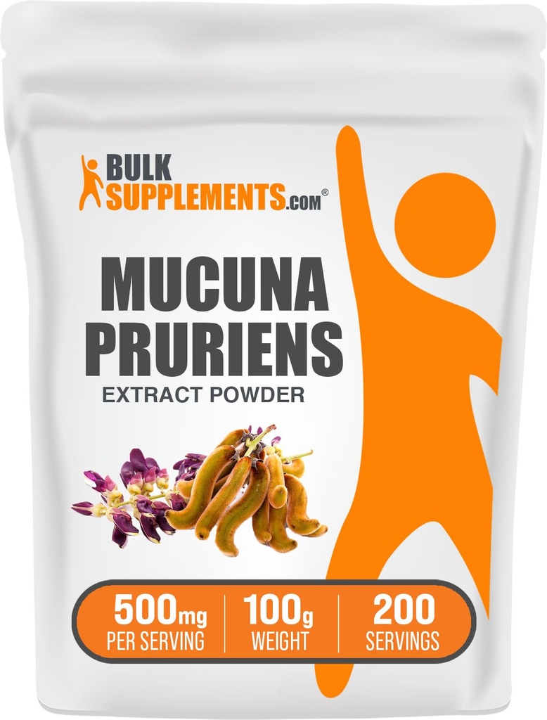 BulkSupplements.com Mucuna Pruriens Extract Powder - Mucuna Pruriens Συμπληρώματα, συμπλήρωμα βοτάνων - Vegan & Gluten Free, 500mg ανά Σερβίρισμα, 100g (3.5 oz) (πακέτο του 1)