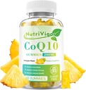 CoQ10 Gummies, Συμπλήρωμα συνένζυμου Q10 200 mg, Συμπλήρωμα υψηλής απορρόφησης CoQ10 για Κυτταρική Ενέργεια και Ανοσολογική Υγεία, Vegan, Χωρίς γλουτένη, Ανανάς Γεύση, 60 Count