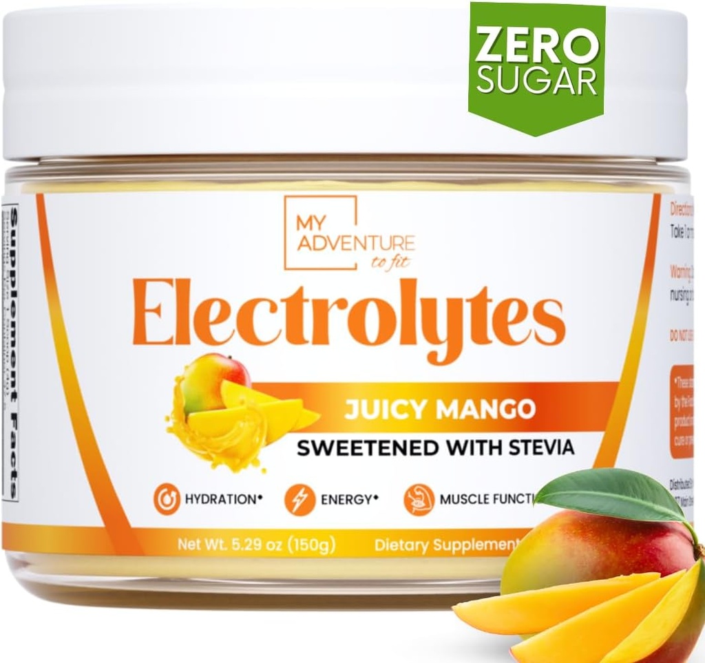 Η Περιπέτειά μου να ταιριάζει Zero Ζάχαρη - Mango Electrolytes Powder - Caffeine Free Energy με όλα τα φυσικά συστατικά - Vegan, Keto & Paleo - Sugar Free Electrolytes Hydration Drink Mix - 37 Services