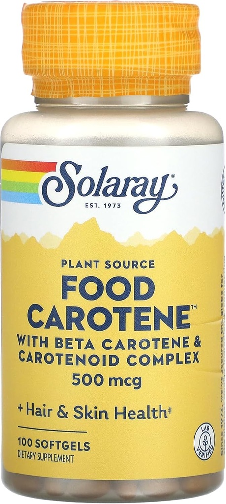 κάψουλες καροτενίου Solaray Food, 10000IU, 100 Count