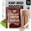 Organic Vegan Protein Powder Sample Pack - Plant-Based Protein, Gluten-Free, Non GMO, 20g Protein Per Serving, Great for Smoothies & Shakes (Chocolate, Pack of 16)