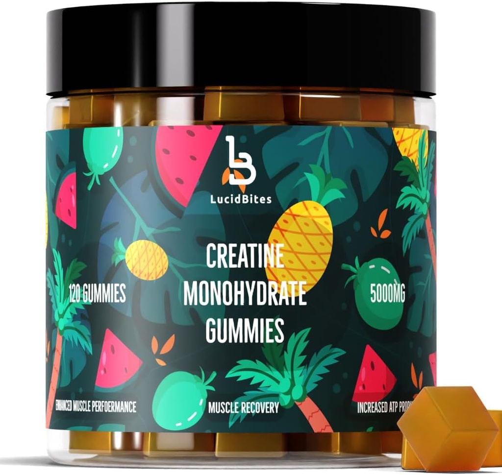 Creatine Μονοένυδρη Gummies – Vegan, Χωρίς ζάχαρη, 120-αριθμό, 5000mg Creatine για την αποκατάσταση & μυϊκή απόδοση