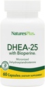 Natures Plus DHEA-25 με Βιοπερίνη - 60 Κάψουλες - Χωρίς γλουτένη - 60 Μερίδες