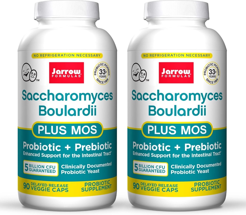 Jarrow Formulas Saccharomyces Boulardii + MOS - 5 δισεκατομμύρια βιώσιμοι οργανισμοί ανά υπηρεσία - 90 καθυστερημένη απελευθέρωση Veggie Caps, 2 συσκευασία - προβιοτικό + προβιοτικό - ενδοεντερική τραχεία υποστήριξη - έως 180 εξυπηρετούν