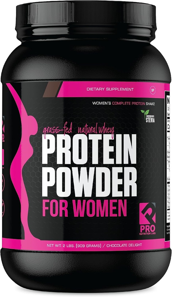 Whey Protein Powder for Women Chocolate Powder - Low Carb Gluten-Free Grass-Fed rBGH-Free - Supports Weight Loss - Natural Stevia Sweetened Protein Shake, 20g (Chocolate Delight, 2lb)
