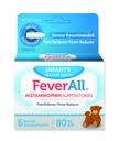 Feverall Infant Acetaminophen Υποθετικά 6 Ορθικές Υποθεσίες 80mg Κάθε Αναπνευστήρας Πόνου/Αναπνευστήρας Πυρετός. Ηλικίες 6-36 μήνες