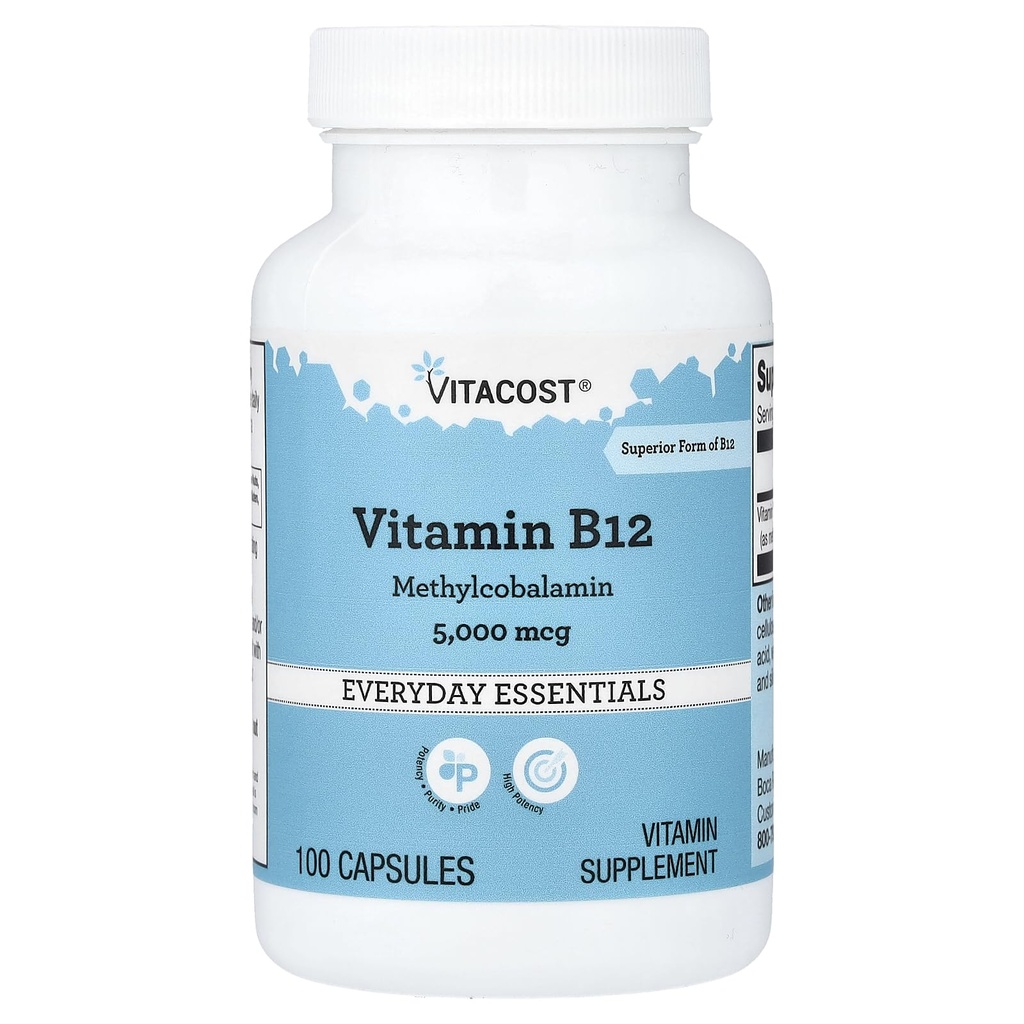 Vitacost Βιταμίνη Β-12 Μεθυλοκοβαλαμίνη - 5000 mcg - 100 Κάψουλες