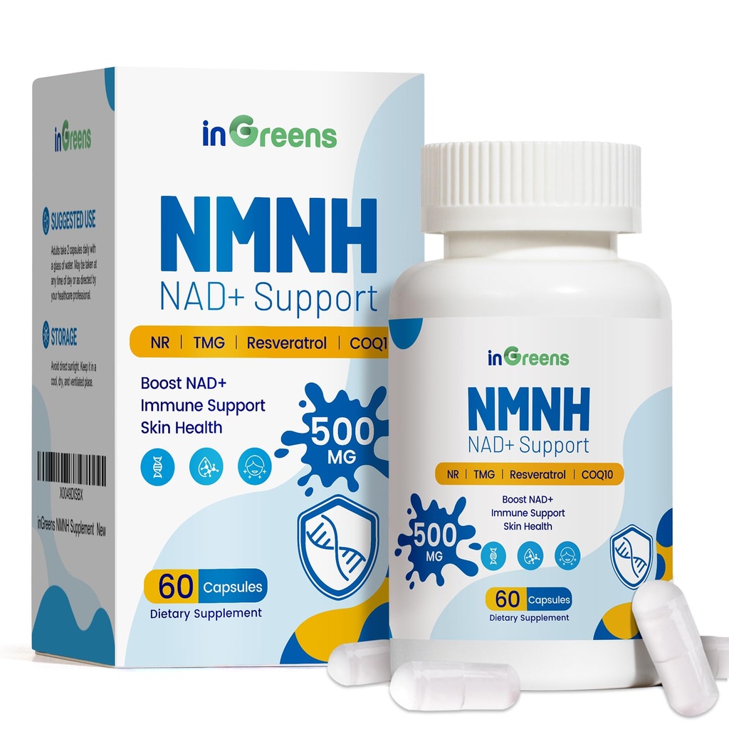 500mg NMNH, NMN συμπλήρωμα εναλλακτική λύση με NR, TMG, ρεσβερατρόλη, COQ10, NAD συμπλήρωμα, Αντι γήρανση, ενέργεια, Boost NAD+ Επίπεδα, 60 κάψουλες