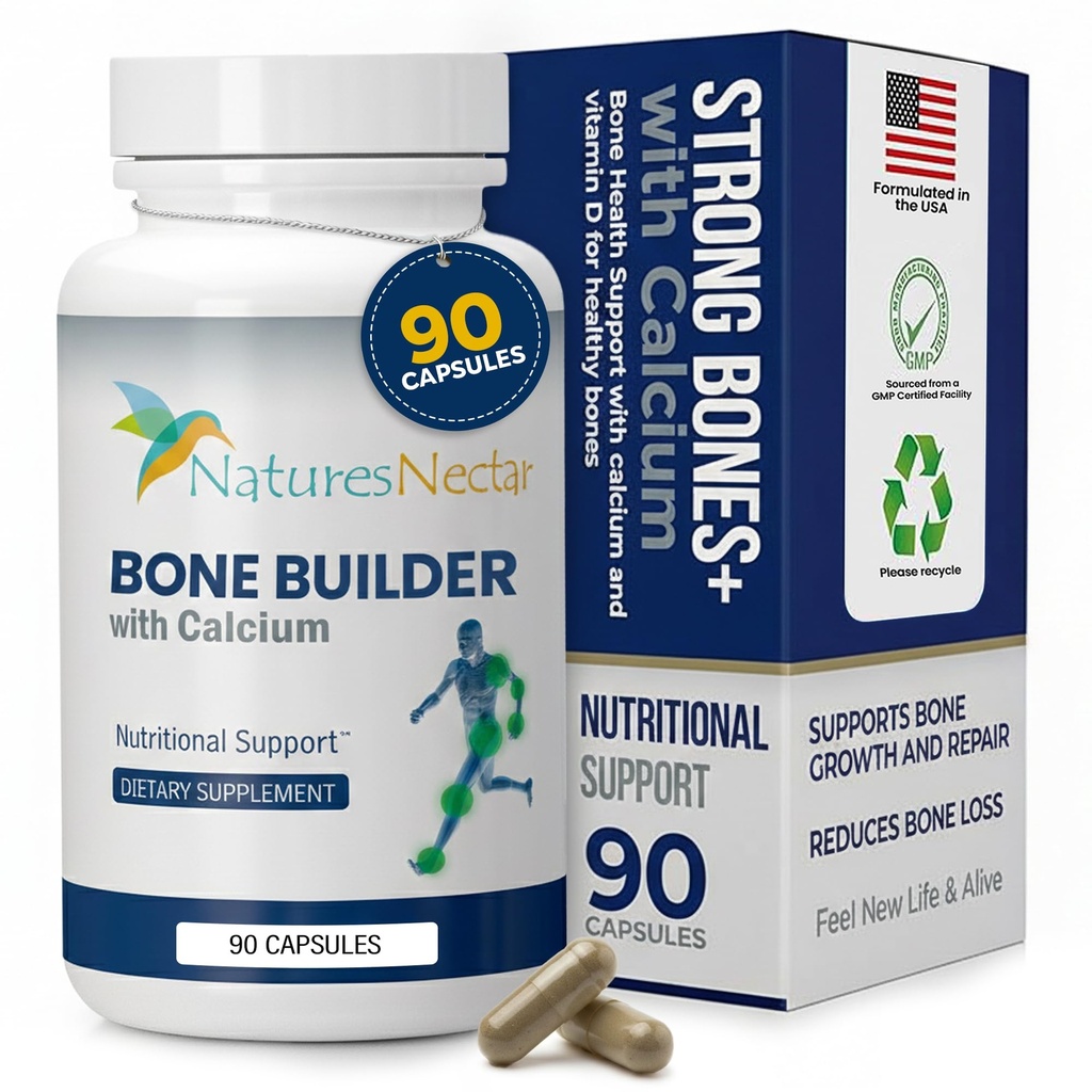 Nature's Nectar Bone & Joint Supplements for Men & Women – Υποστηρίζει την υγεία των οστών, τη δύναμη και την ανάπτυξη με ασβέστιο, βιταμίνη D, μαγνήσιο & στρόντιο – Builder για μέγιστη απορρόφηση –90 Caps