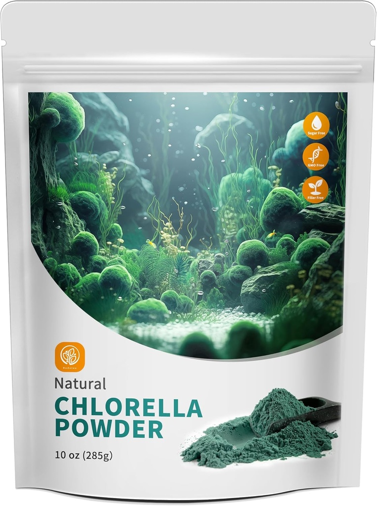 Chlorella Powder Natural με 10 oz - Chlorophyl Powder, Υποστηρίζει το ανοσοποιητικό σύστημα και τη λειτουργία του ήπατος, Διατηρεί τη Νεότητα, Vegan, Πλούσια σε Vegan Protein και Βιταμίνες.