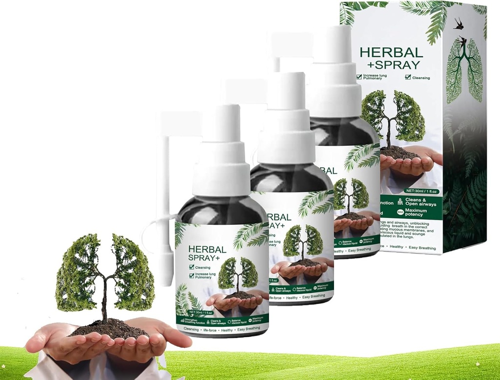 Σπρέι καθαρισμού πνεύμονα, RespiNature Herbal Lung Cleanse Mist, Natural Herbal Lung Essence, Ισχυρή υποστήριξη πνευμόνων και καθαρισμού (3 PCS)