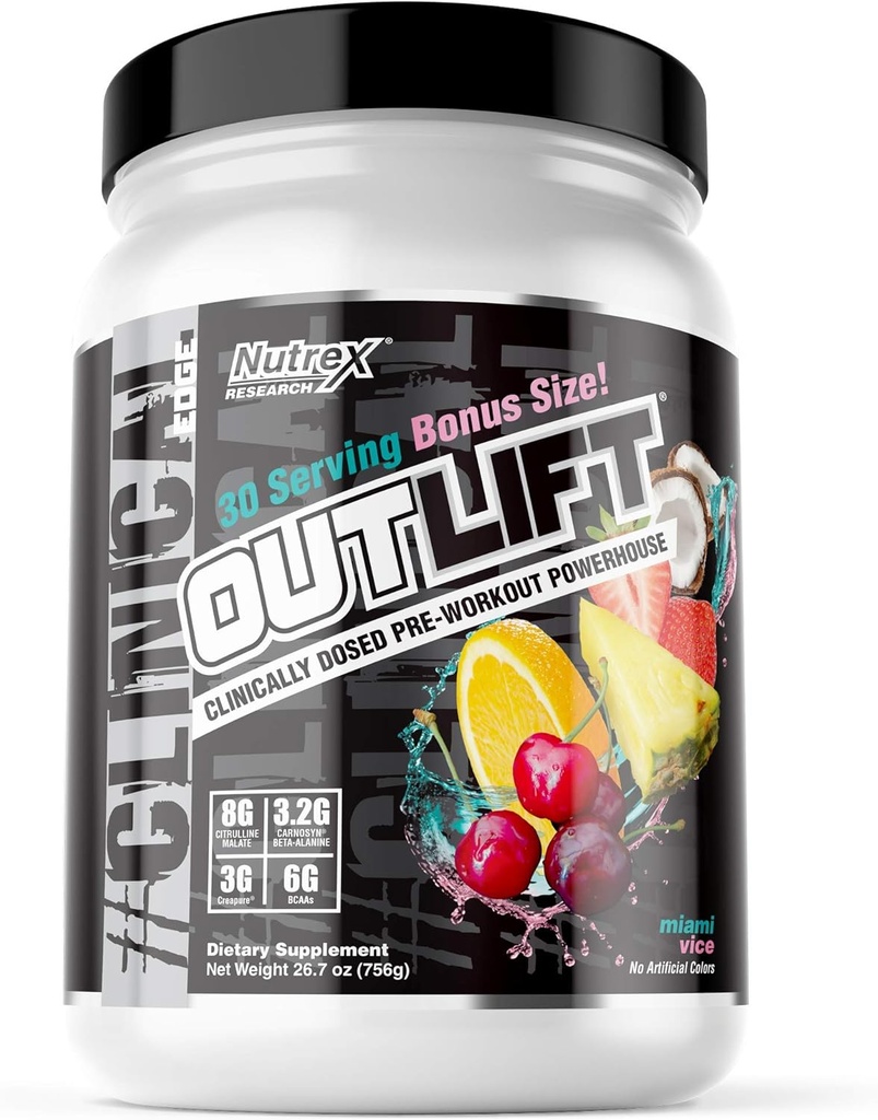 Nutrex Outlift Clinically Dosed Pre Trayout Powder with Creatine, Citrulline, BCAA, Beta Alanine, Caffeine 