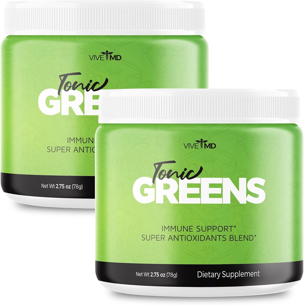 Tonic Greens Powder Vitamin Boost Supplement Επίσημη Formula - Natural Green Blend Energy Supplement Extra Strength - BCAA L-Γλουταμίνη Βιταμίνη Β6, Revolution Energy Fix Reviews (2 Pack)