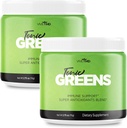 Tonic Greens Powder Vitamin Boost Supplement Επίσημη Formula - Natural Green Blend Energy Supplement Extra Strength - BCAA L-Γλουταμίνη Βιταμίνη Β6, Revolution Energy Fix Reviews (2 Pack)