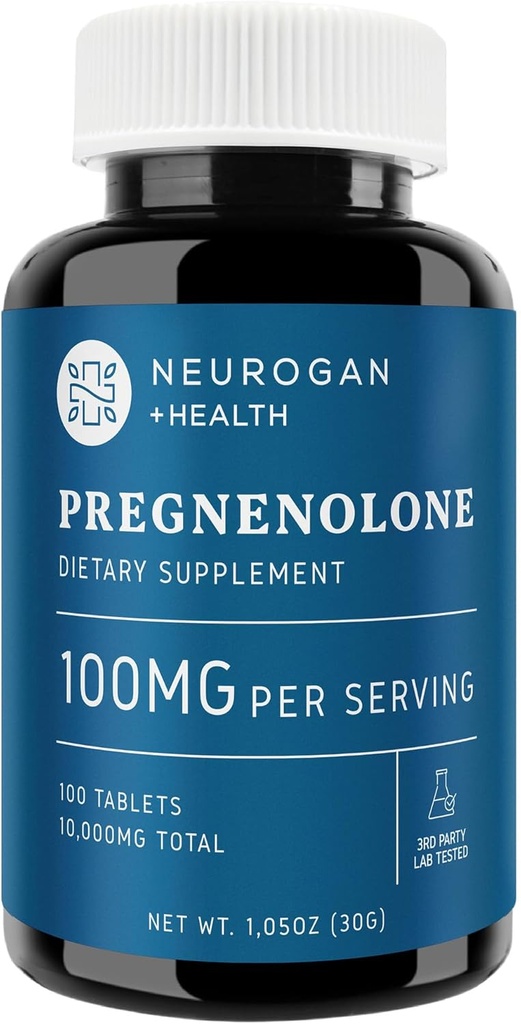 Neurogan Pregnenolone Supplement- 100 mg ανά Σερβίρισμα - 100 Tablets - Φυσικό Prohormone Support Hormone Balance & Healthy Aging - Μη ΓΤΟ-Made in USA