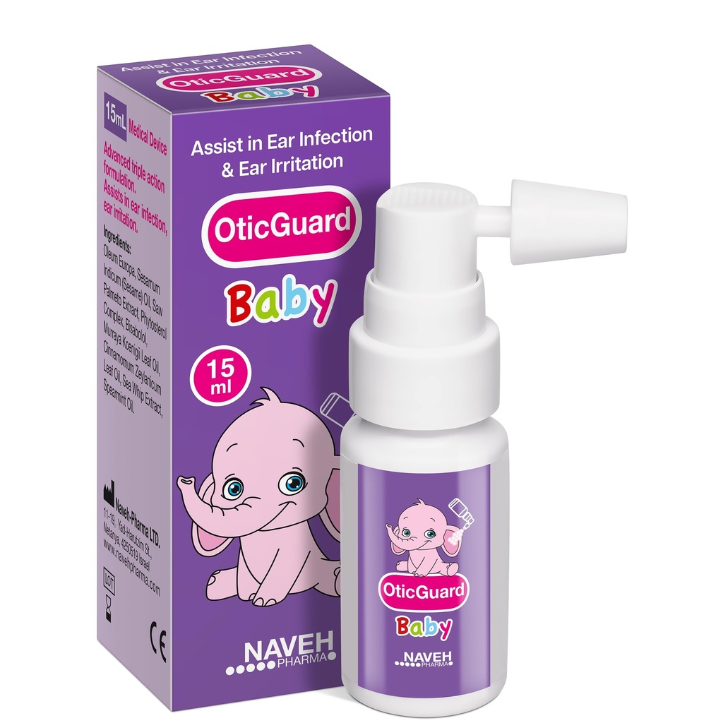 NAVEH PHARMA Otic Guard Baby Ear Drops – Φυσικό έλαιο αυτιού για την αφαίρεση κεριού και την ανακούφιση από τη μόλυνση του αυτιού – Απλός καθαρισμός αυτιών για μωρά, Toddlers & Kids – Καταπραϋντικά Eachs & Swimmer’s Ear