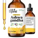 Wild & Organic Ashwagandha Drops - Συμπλήρωμα στήριξης Mood w/Ashwagandha Root Extract - Υγρές σταγόνες για ήρεμο μυαλό - Συμπληρώματα χαλάρωσης - Ζάχαρη & Αλκοόλ-Δωρεάν - 4 fl oz