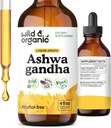 Wild & Organic Ashwagandha Drops - Συμπλήρωμα στήριξης Mood w/Ashwagandha Root Extract - Υγρές σταγόνες για ήρεμο μυαλό - Συμπληρώματα χαλάρωσης - Ζάχαρη & Αλκοόλ-Δωρεάν - 4 fl oz