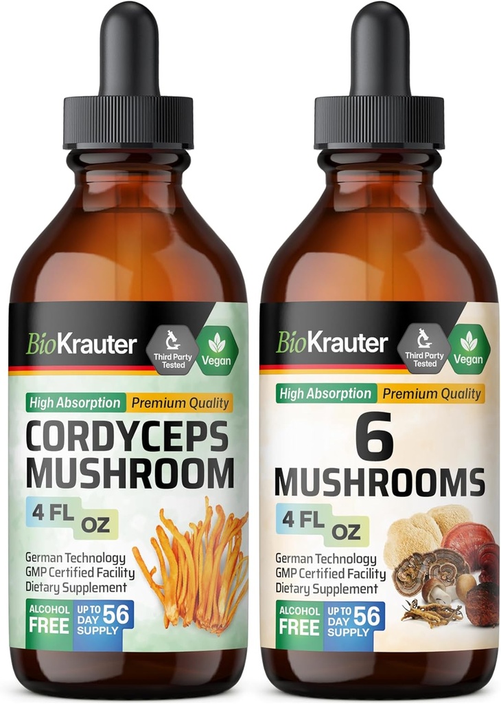 BIO KRAUTER Cordyceps Mushroom Βάμμα 4 Fl. Oz. & 6 Μανιτάρια Βάμμα 4 Fl. Oz.